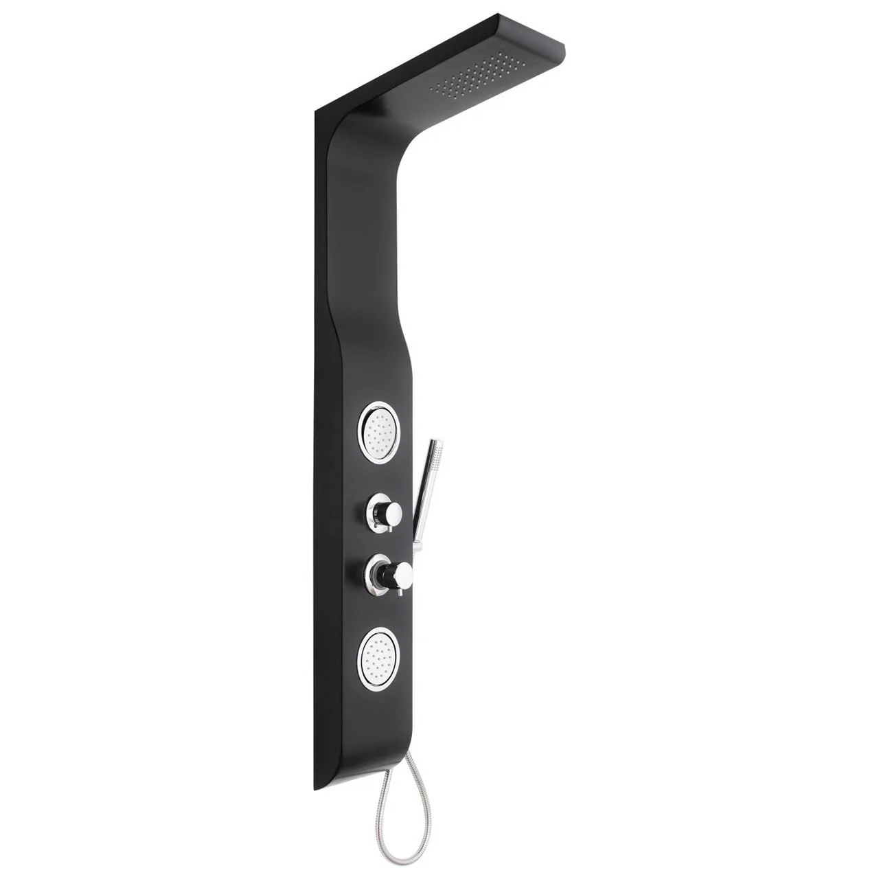 Douchepaneel Kerra Axel 140x21cm zwart met massagedouches