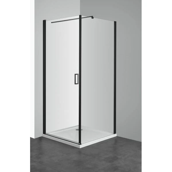 Douchecabine 90×80 met vaste wand Sanotechnik Elite mat zwart Douchecabine 90×80 met vaste wand Sanotechnik Elite mat zwart