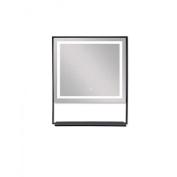 Badkamer LED spiegel 60×80 SOHO black mat zwart met planchet