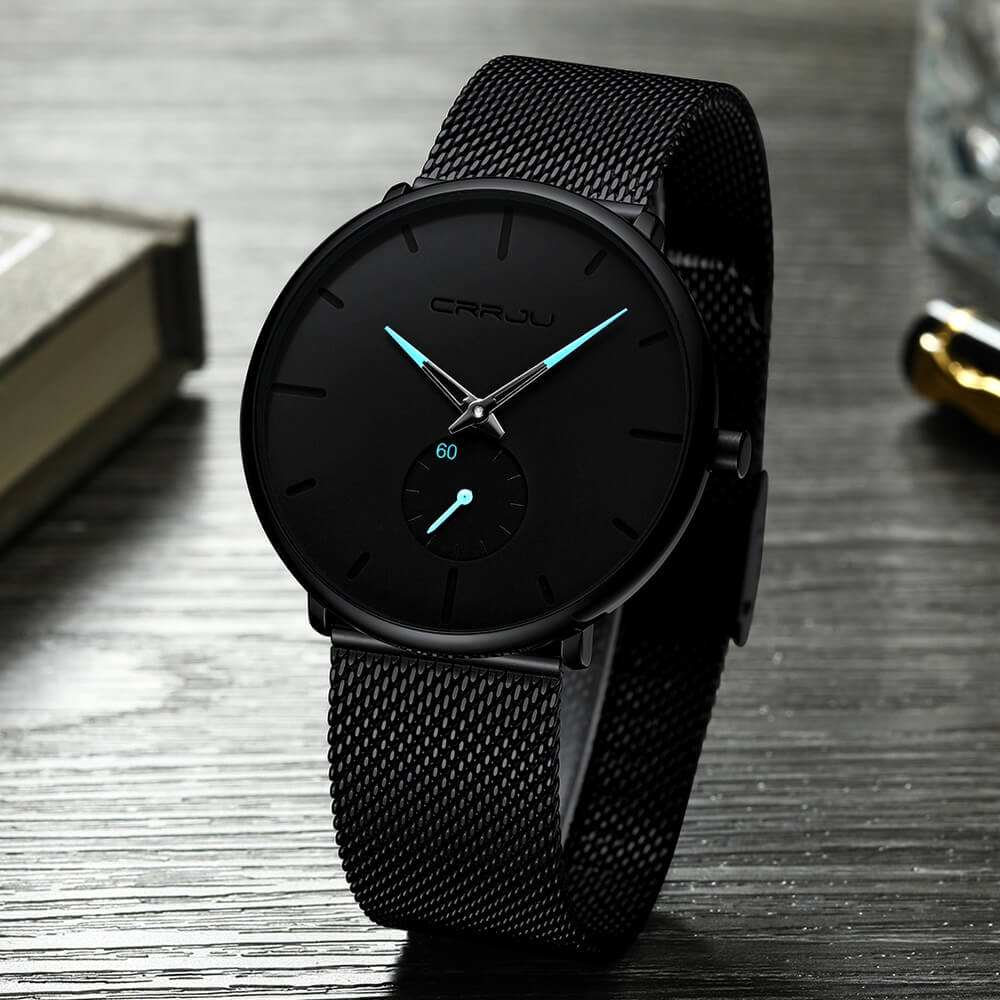 Heren Quartz Horloge Zwart Blauw – Stijlvol en Modern
