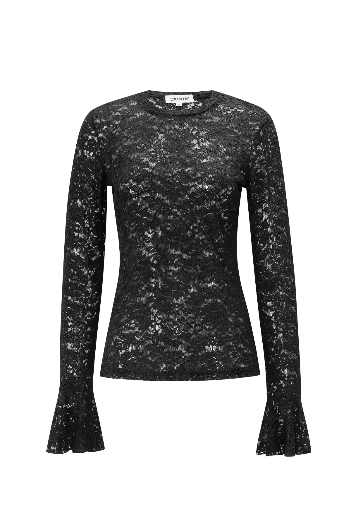 Geweven Polyester Lange Mouwen Tops Elegante Kanten Panel