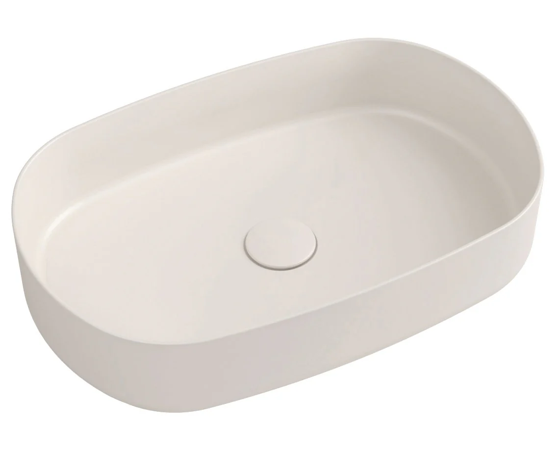 Infinity Ovale Keramische Waskom Voor Opbouw 55×36 Cm Ivoor Infinity Ovale Keramische Waskom Voor Opbouw 55×36 Cm Ivoor