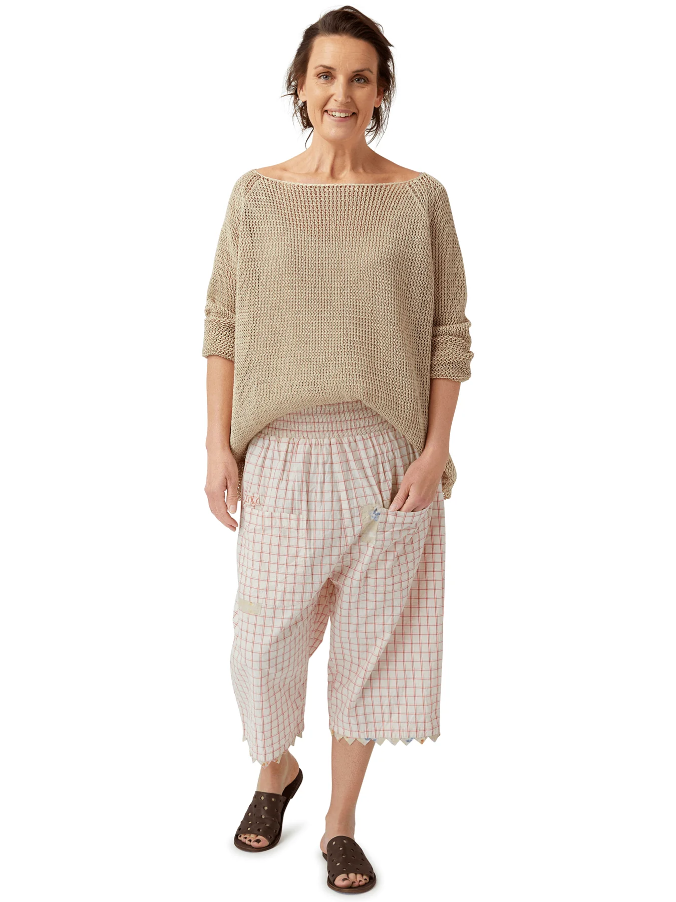 Ewa i Walla  Trouser Cotton 11373 SS22 Checked Cotton
