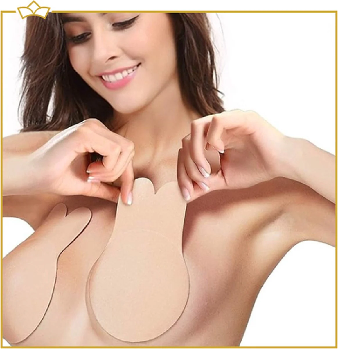 ATTREZZO® Premium Plak BH Push UP – Zelfklevende BH – Cup A – Beige – Strapless BH