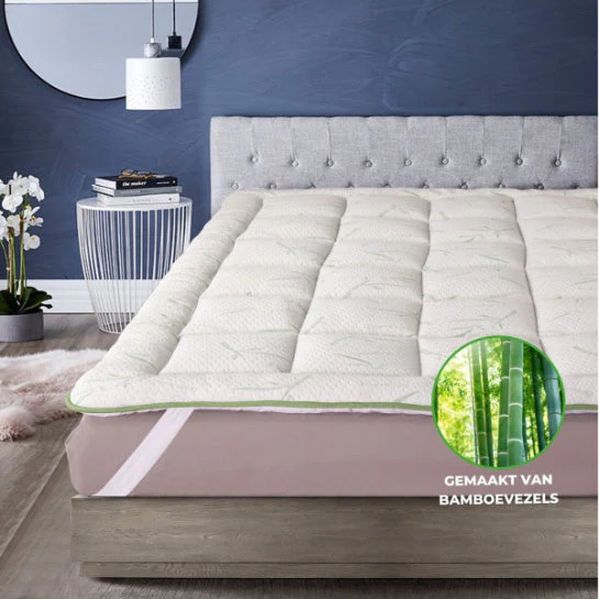 ATTREZZO® Bamboe Topper – Matrasbeschermer – 100% Anti-Allergisch – Wasbaar – 160×200 cm