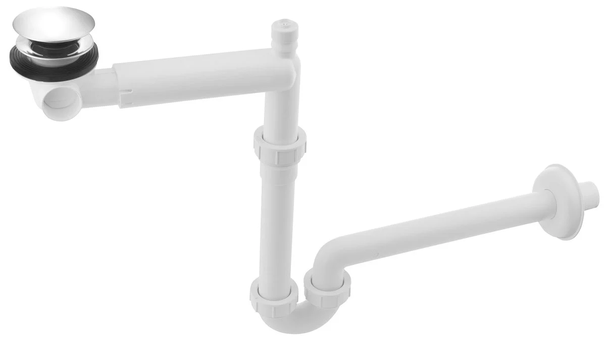 Bruckner Urbino Ruimtebesparende Wastafelsifon Met Click Clack Afvoer Chroom