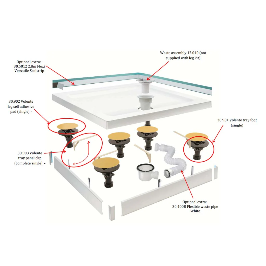 Eastbrook Volente voorzetpaneelset voor kwartronde douchebak boven 1200 mm – wit