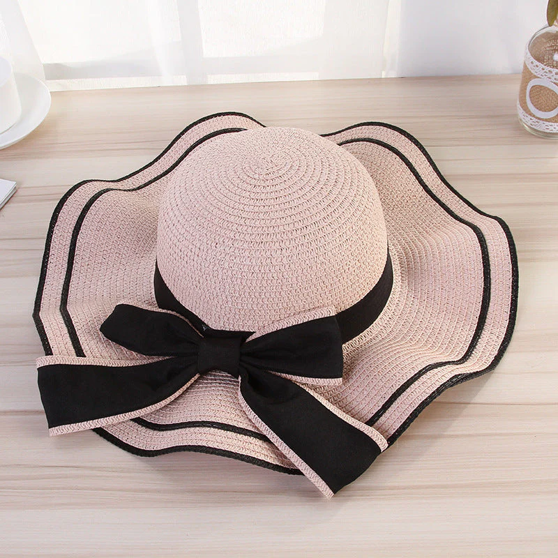 Roze Strohoed Dames – Zomer Panama Zonnescherm Hoed – Lichtgewicht & Ademend