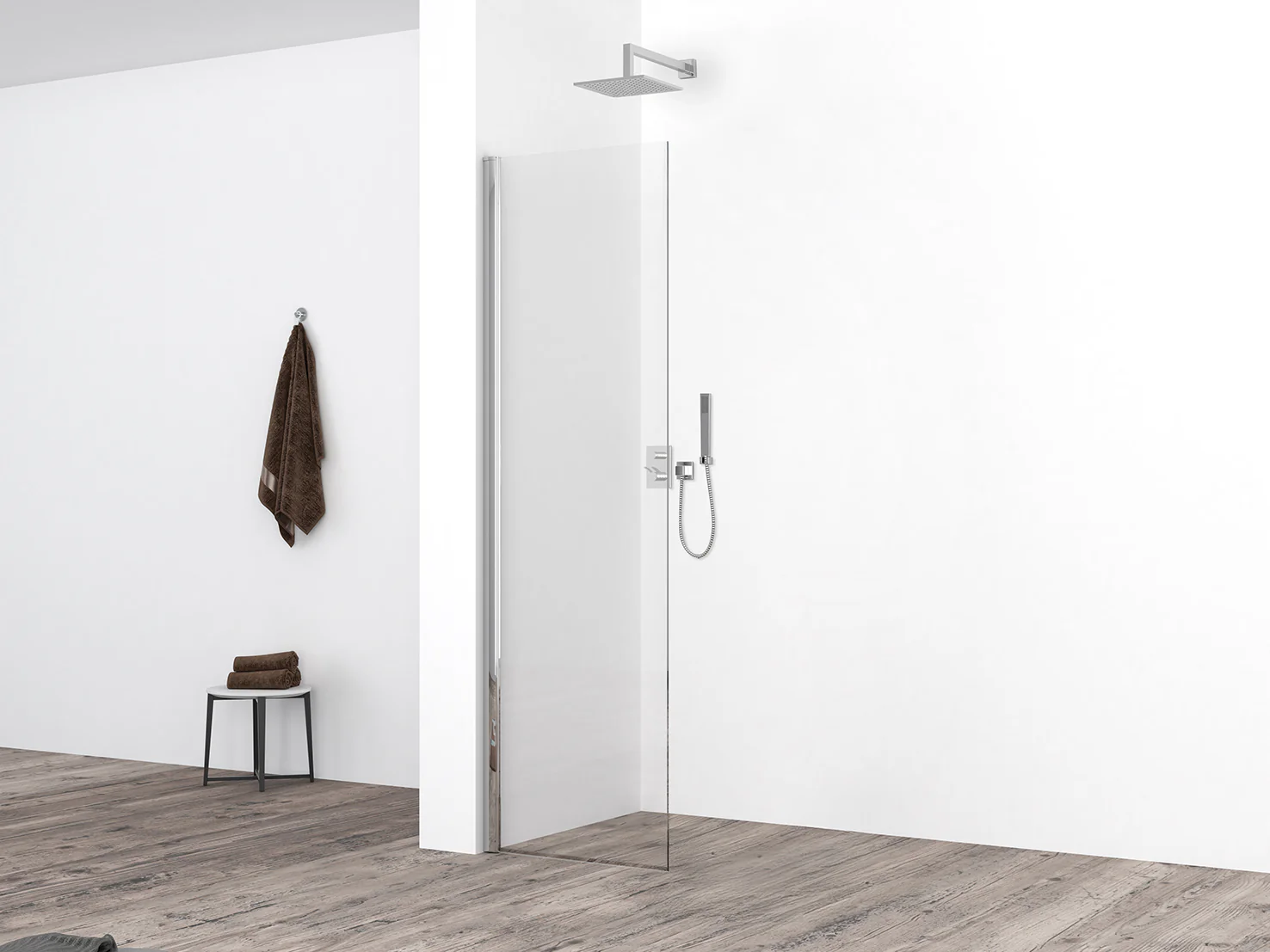 Comfort zijwand met muurprofiel 400 x 2000 x 10 mm nano helder glas/chroom