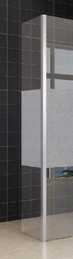 Zijpaneel 35 x 200 cm met hoekprofiel voor inloopdouche chroom met 10 mm NANO ged.matglas