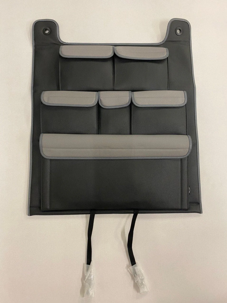 VW T5 / T5.1 / T6 Transporter dubbele achterbankorganizer (zwart met grijze deksels)