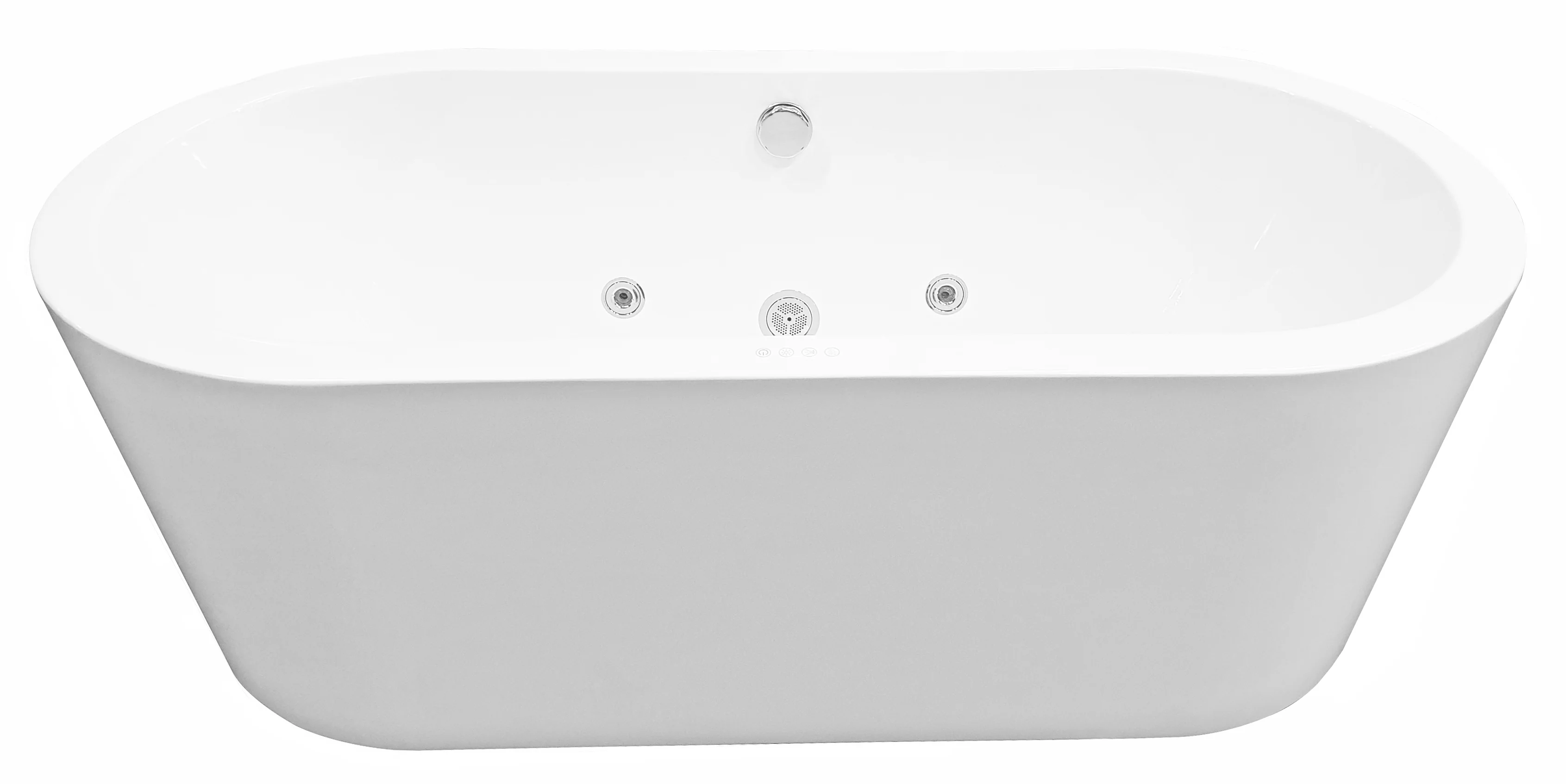 Libero vrijstaand whirlpool ligbad 170×80 cm acryl glans wit met waste chroom