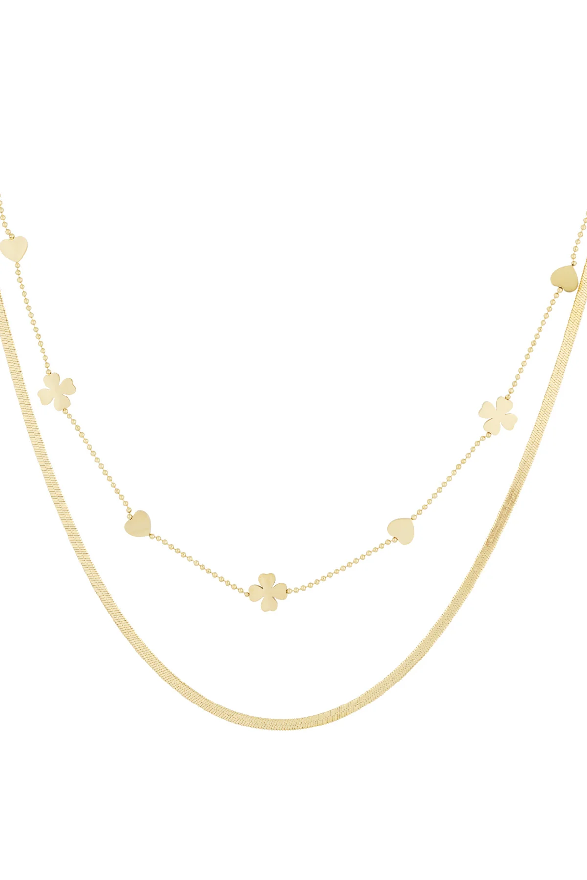 Dubbele ketting clover heart
