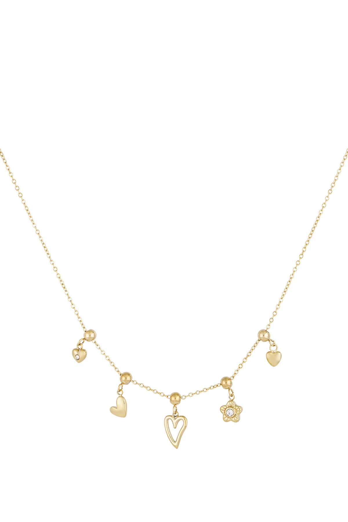 bedelketting bloemen en hartjes