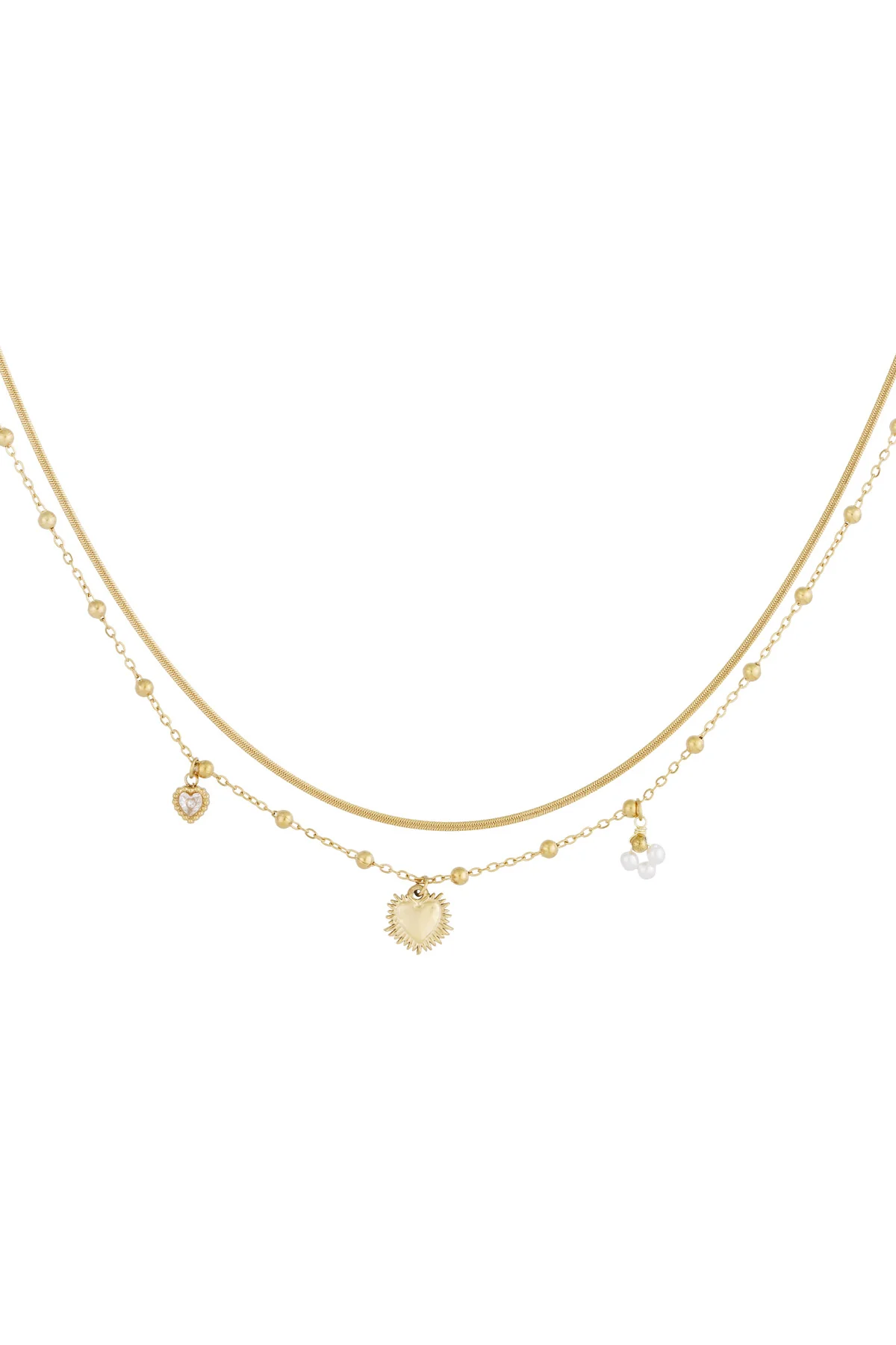 dubbele ketting met hart bedel