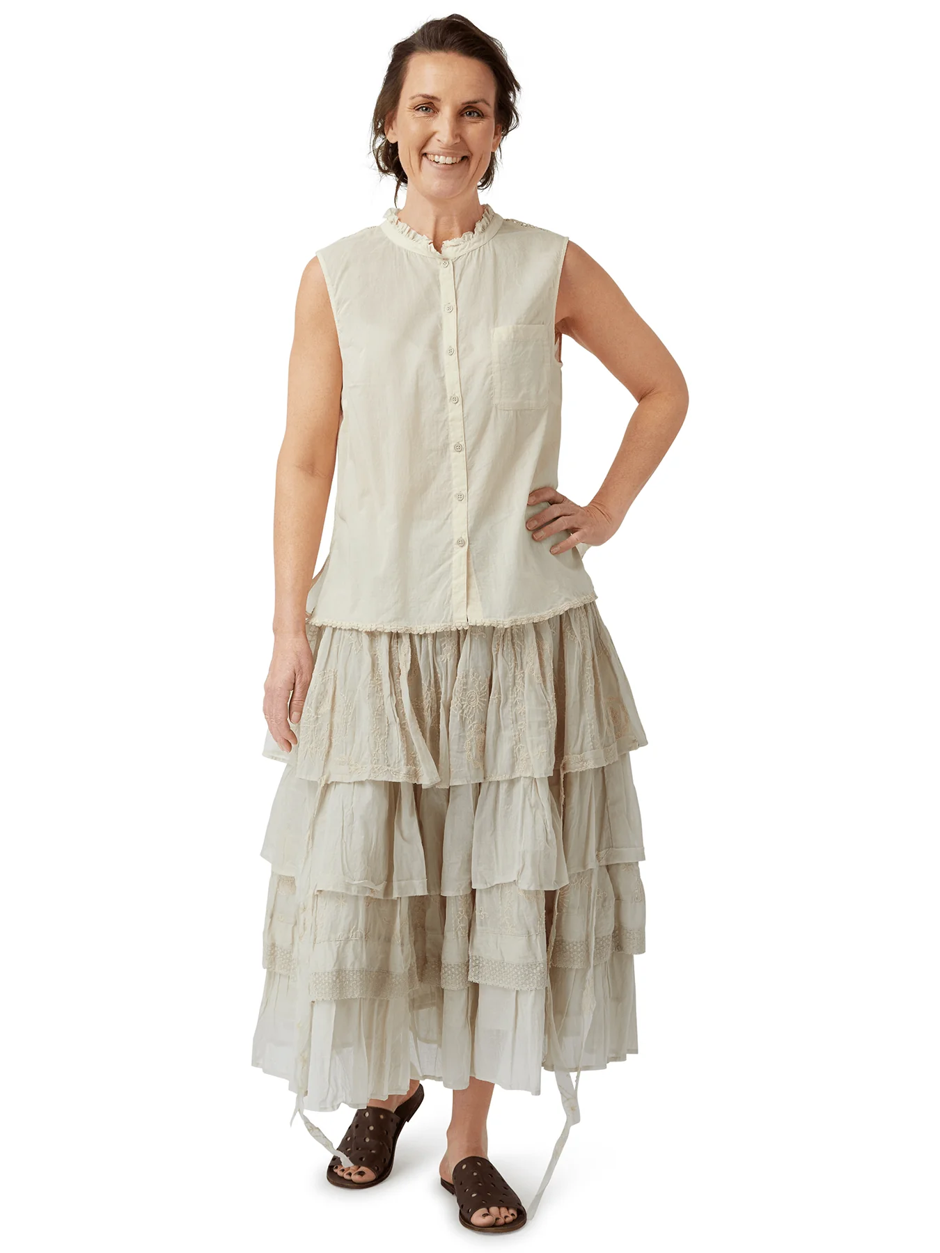 Ewa i Walla Rok Embroidered Organdie 22148  SS22 Soft Mint
