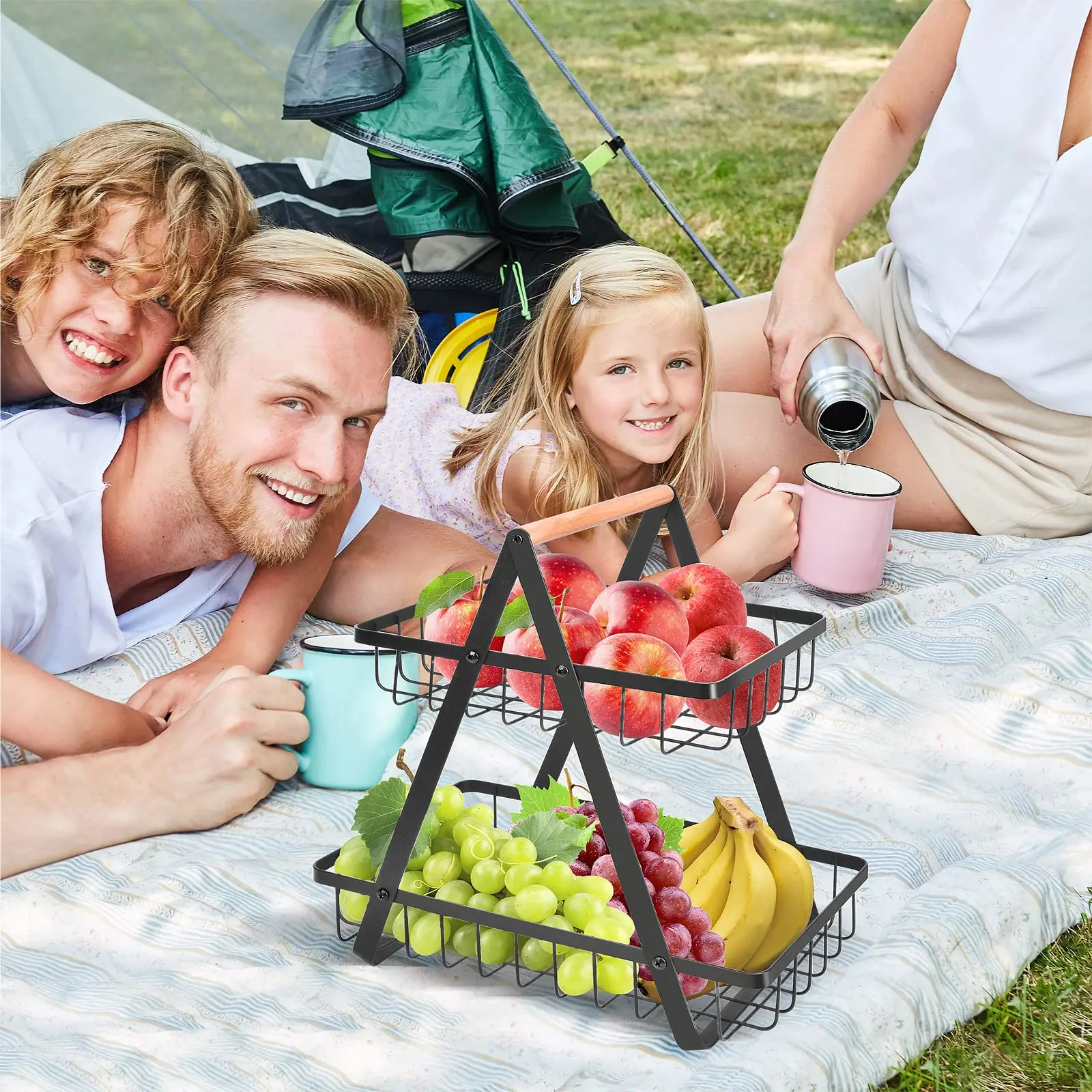 3-Laags Fruitmand – Aanrecht Opbergen Groenten Fruit – Metaal