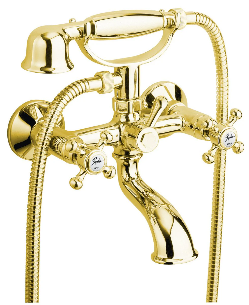 Antea Retro Badmengkraan Messing Wandmontage Met Handdouche Goud