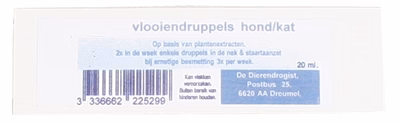 Dierendrogist Vlooiendruppel Natuurlijke Olie Basis 20 ML Dierendrogist Vlooiendruppel Natuurlijke Olie Basis 20 ML