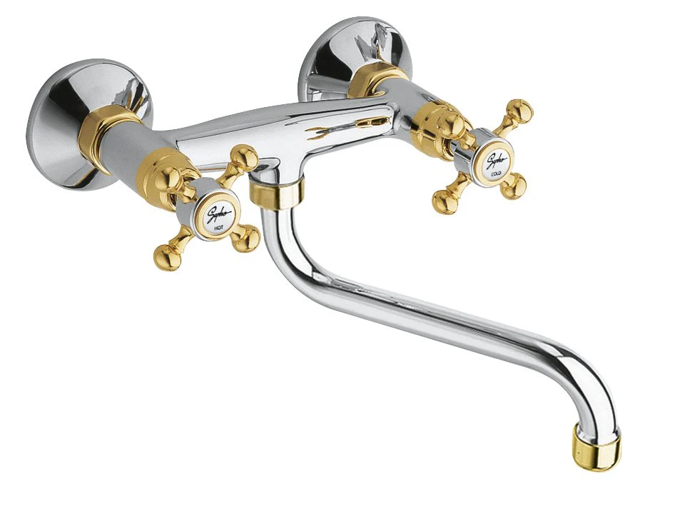 ANTEA Retro Wandmengkraan met Onder Uitloop, Chroom Goud