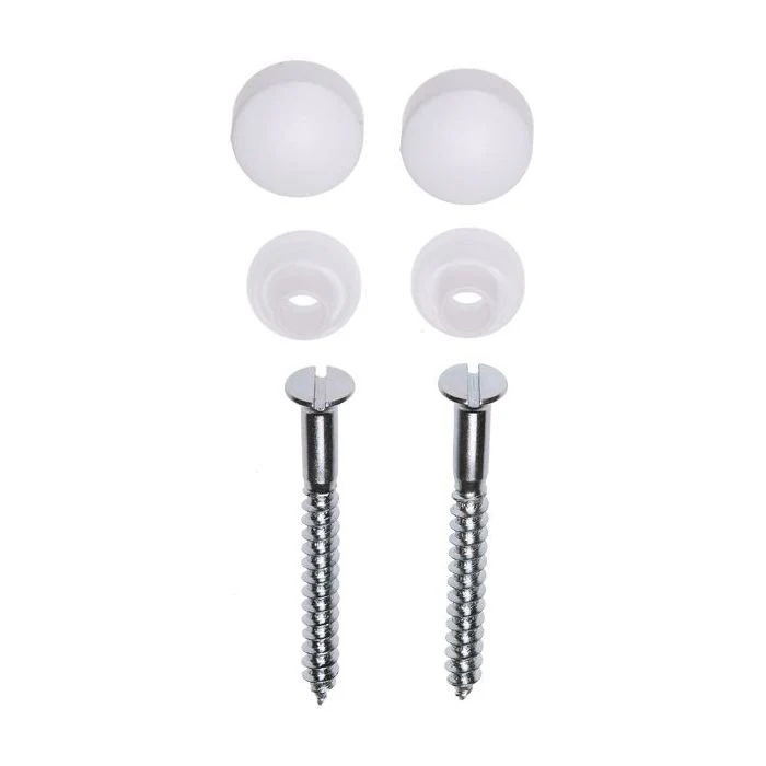 Potschroevenset zonder plug 2 stuks verzinkt 6 x 70 mm afdekdop wit