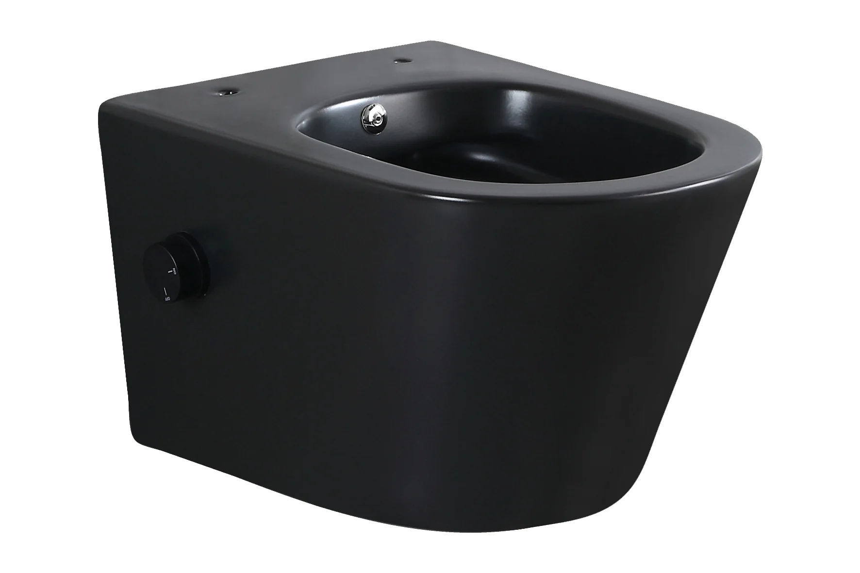 Vesta Wandtoilet Rimless Met Bidetkraan Koud Water Mat Zwart