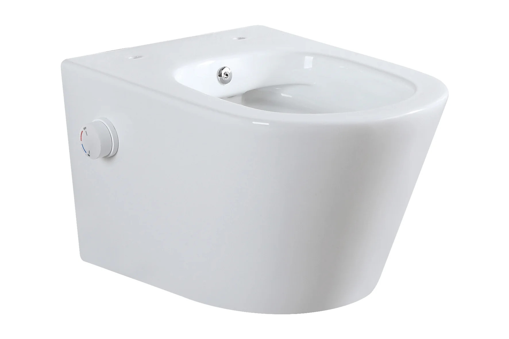 Vesta Wandtoilet Rimless Met Bidetkraan Warm En Koud Water Glans Wit