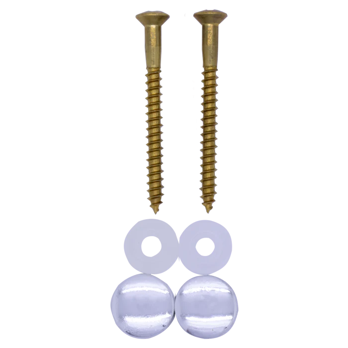 Potschroevenset zonder plug 2 stuks messing 5.5 x 70 mm afdekdop chroom