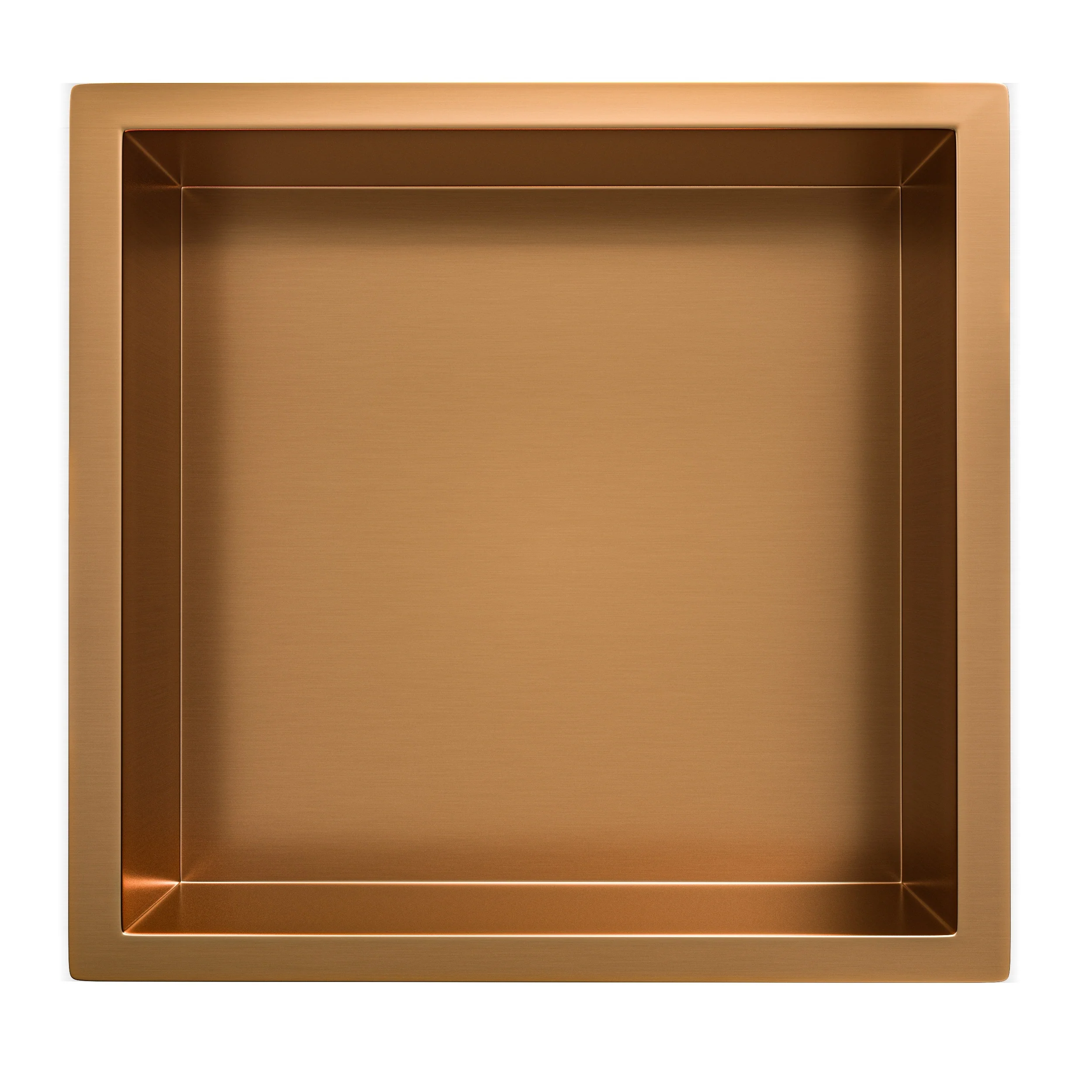 Demis inbouwnis 30 x 30 x 10 cm geborsteld brons koper PVD
