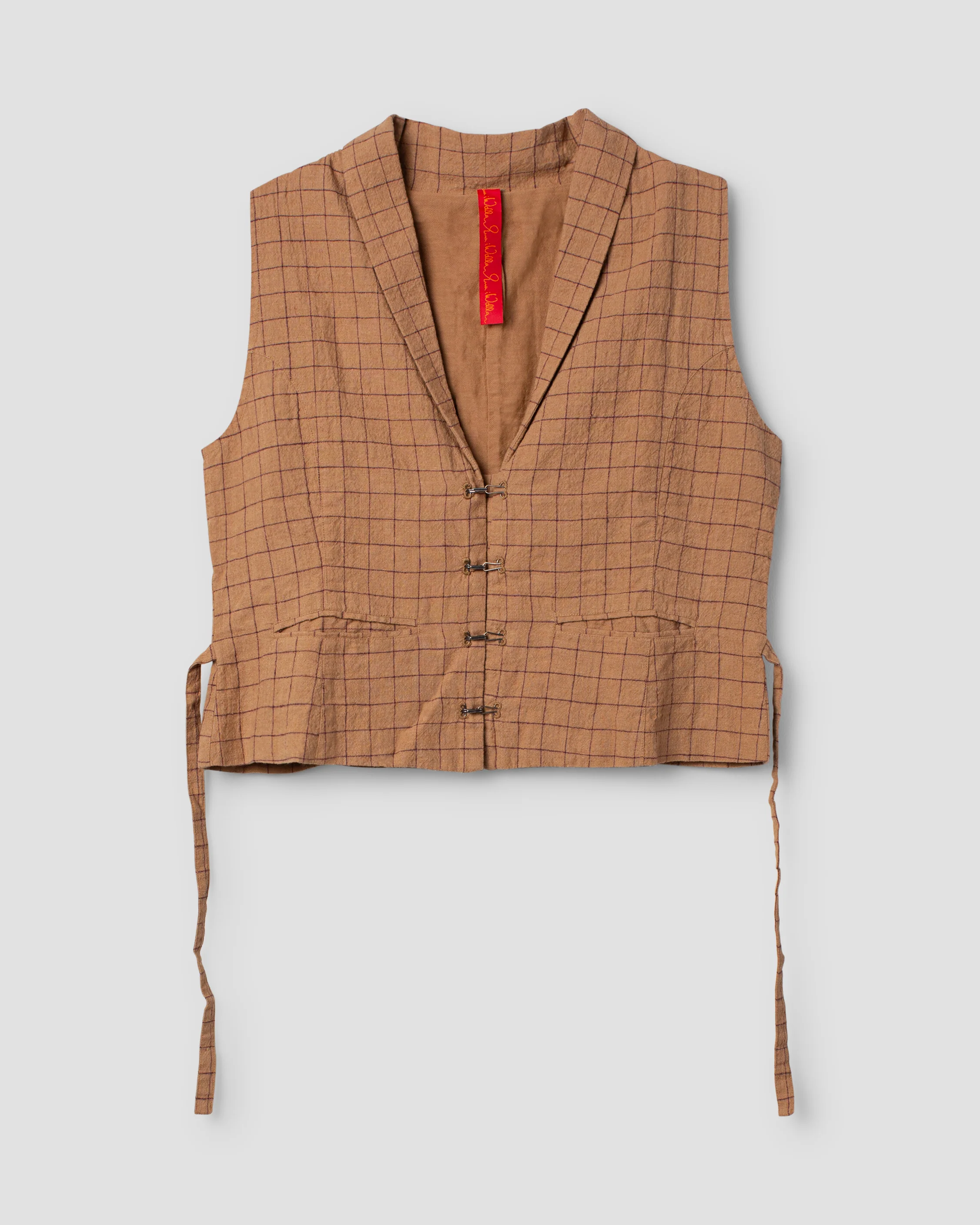 Ewa i Walla vest linen check Rigmor 33402 AW25 cinnamon