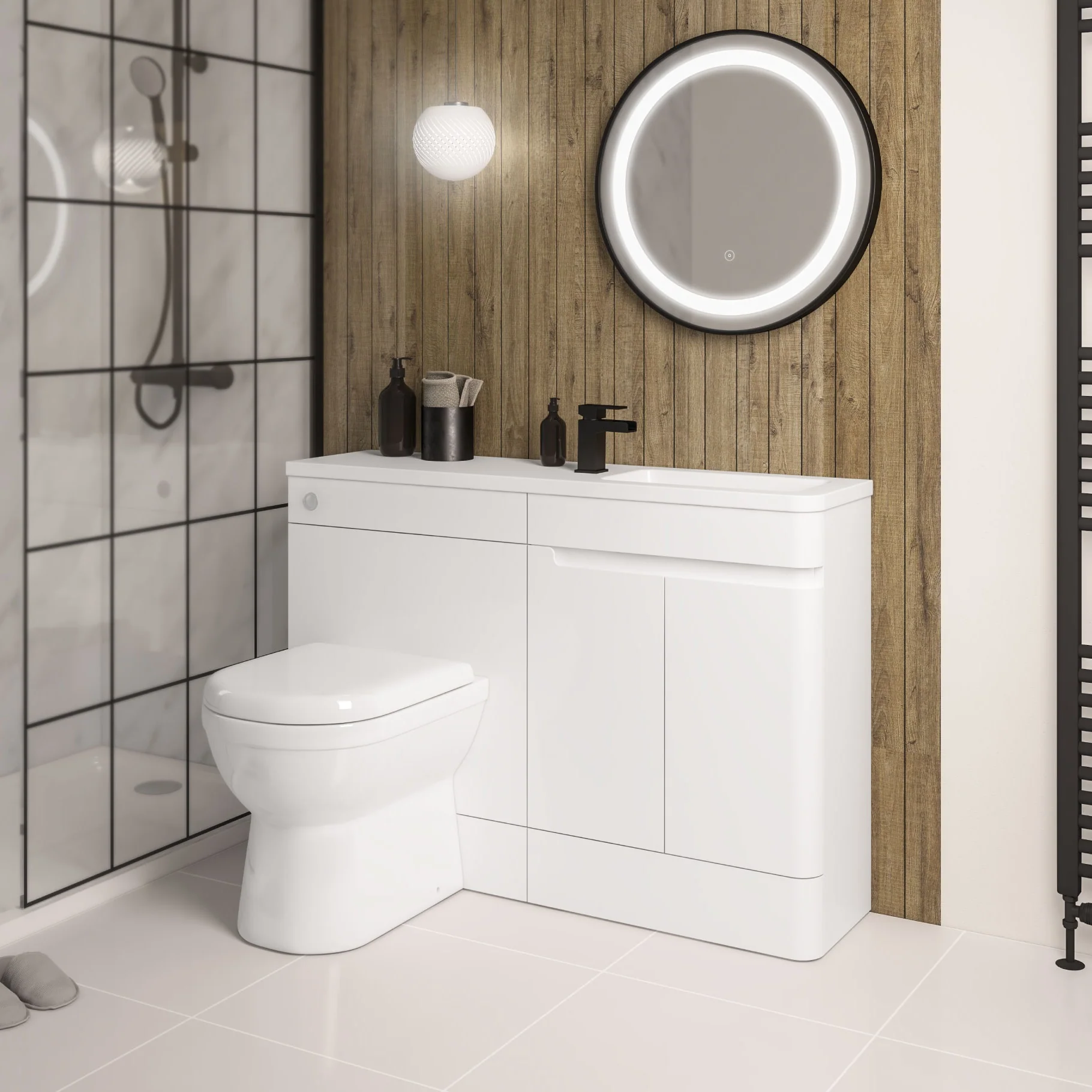 Eastbrook Arda Staand Badmeubel 60×46 Cm Rechts Met Deuren Hoogglans Wit