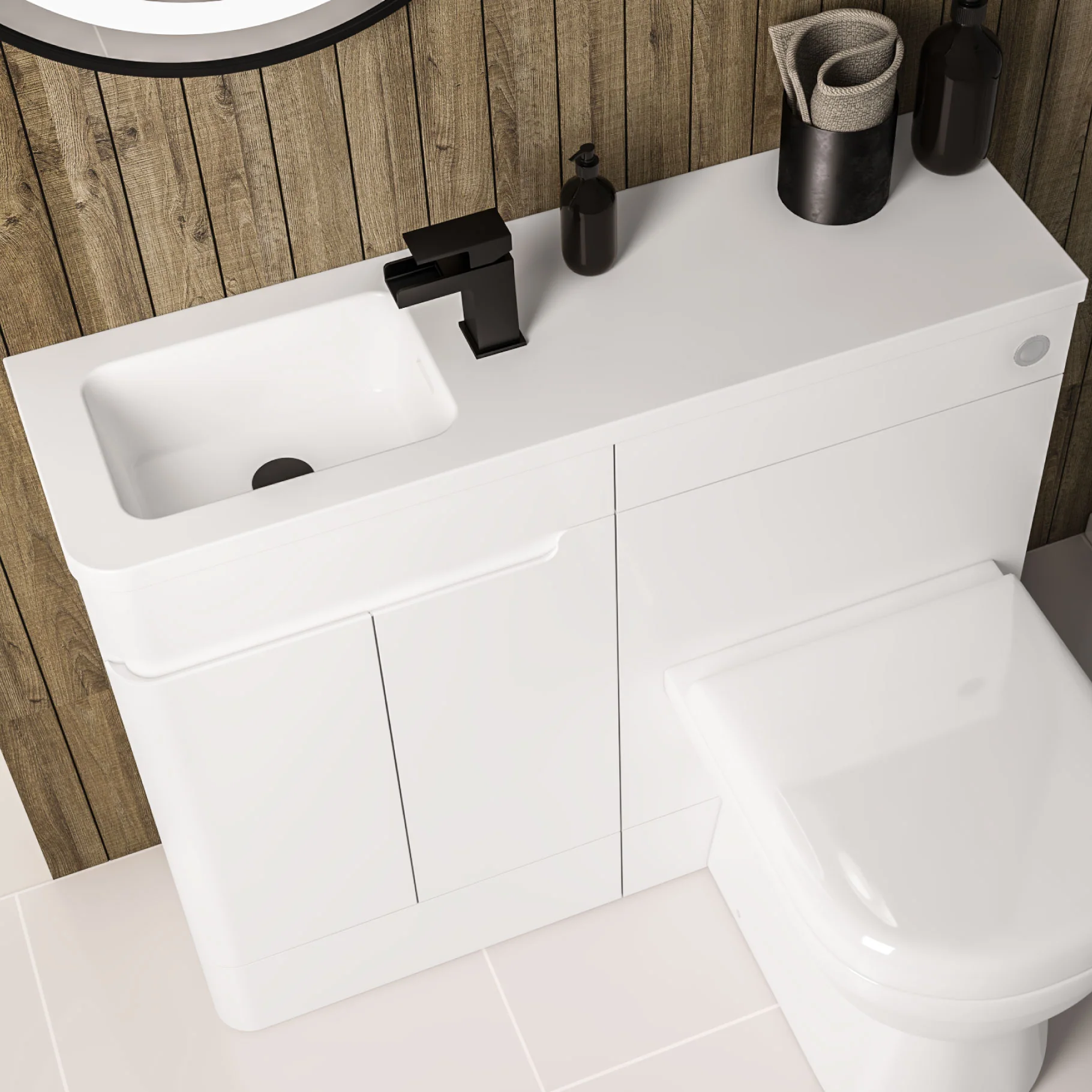 Eastbrook Arda Wastafelblad 100×46 Cm Links Cast Marble Wit
