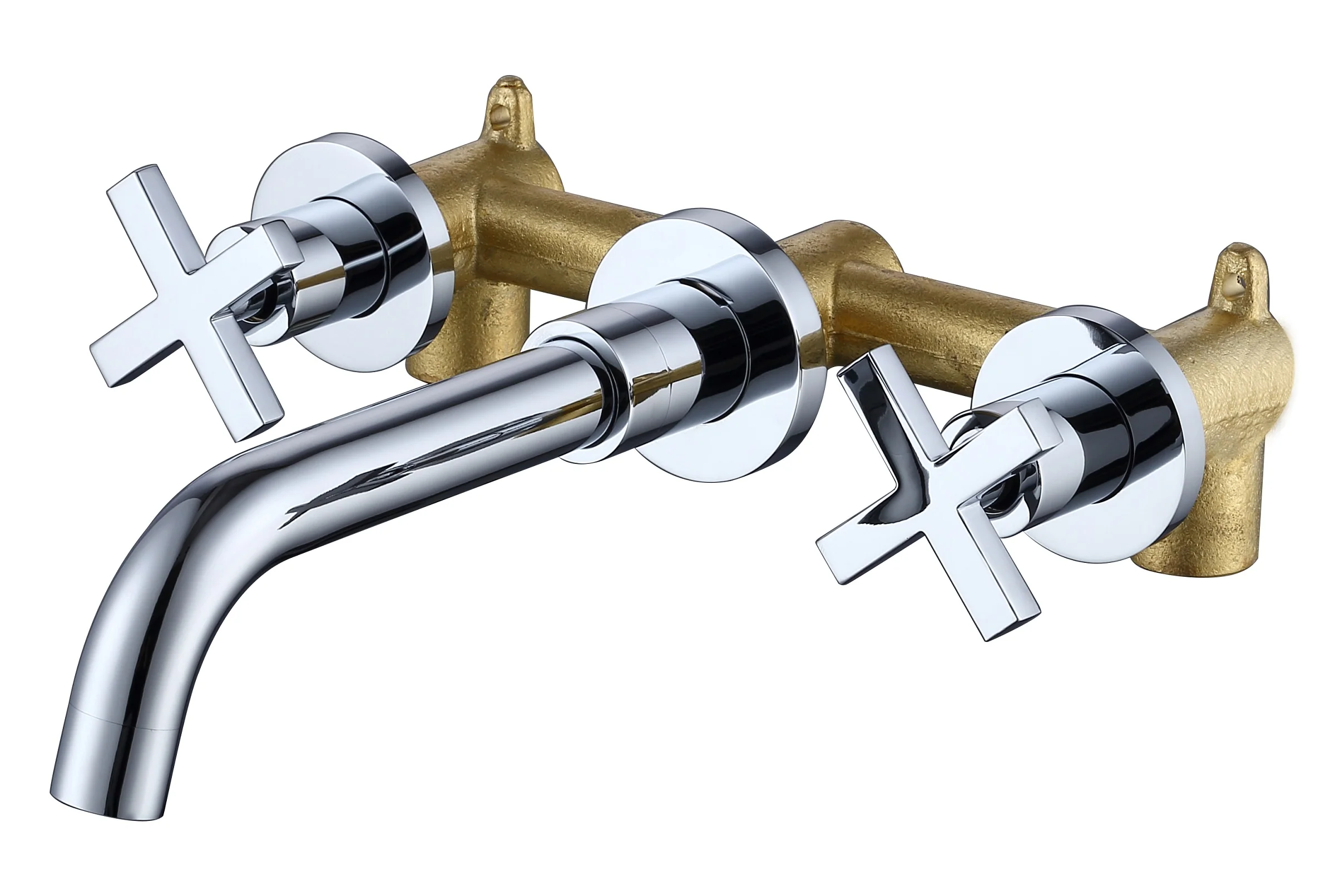 Chrome New-Jax 3-gats Inbouw Wandmengkraan
