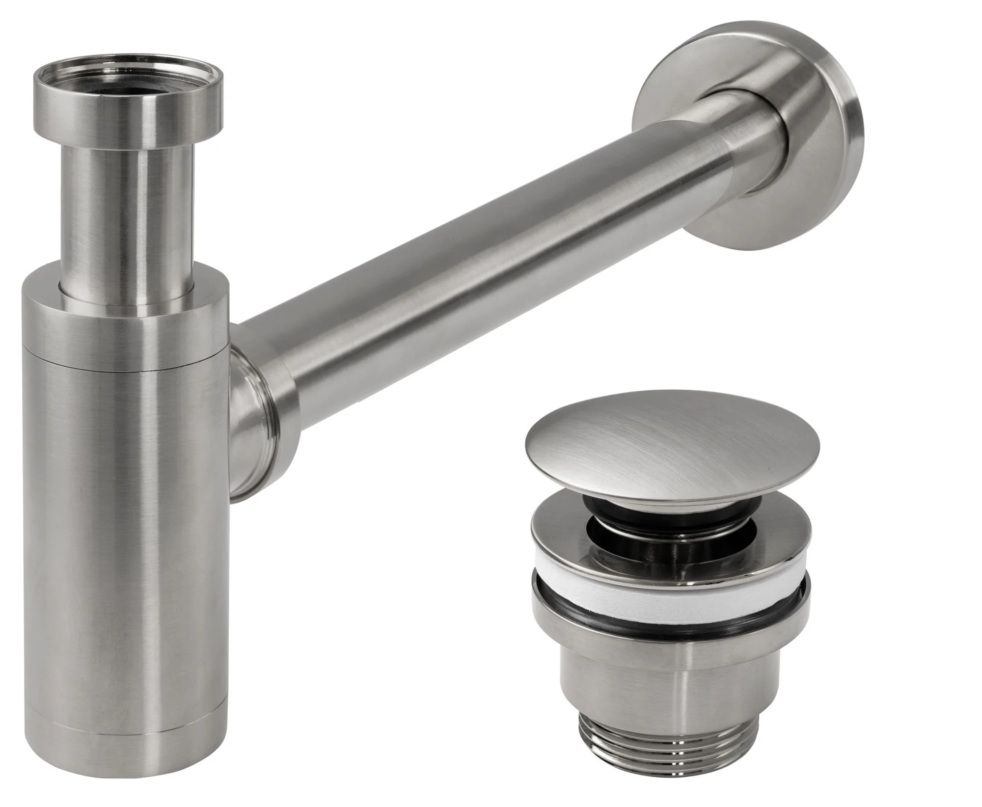 Rea Wastafelsifon Brush Nickel Inox