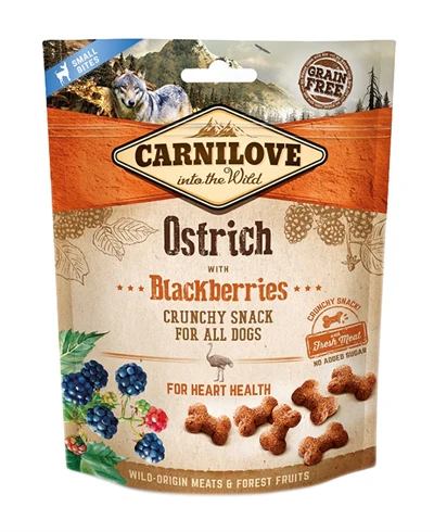 Carnilove Crunchy Snack Struisvogel / Zwarte Bes 200 GR Carnilove Crunchy Snack Struisvogel / Zwarte Bes 200 GR