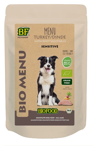 Biofood Organic Hond Kalkoen Menu Pouch 15X150 GR Biofood Organic Hond Kalkoen Menu Pouch 15X150 GR