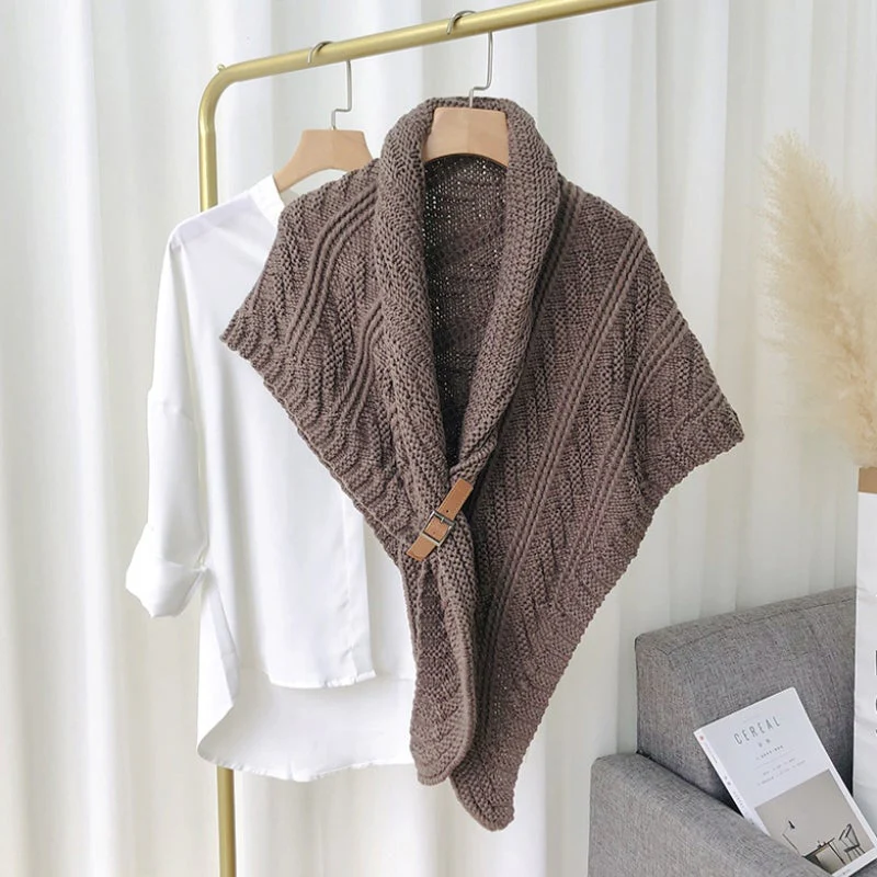 Sjaal Dames Zwart – Fine Knitted Scarf – Driehoekige Modesjaal voor