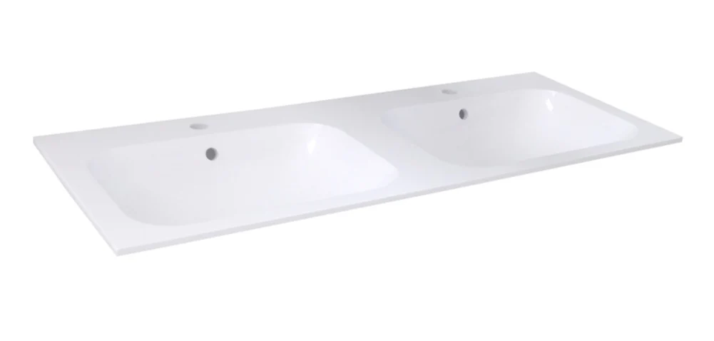 Duo-Wastafel 120 cm t.b.v. Meubel Bora met 2 Kraangaten