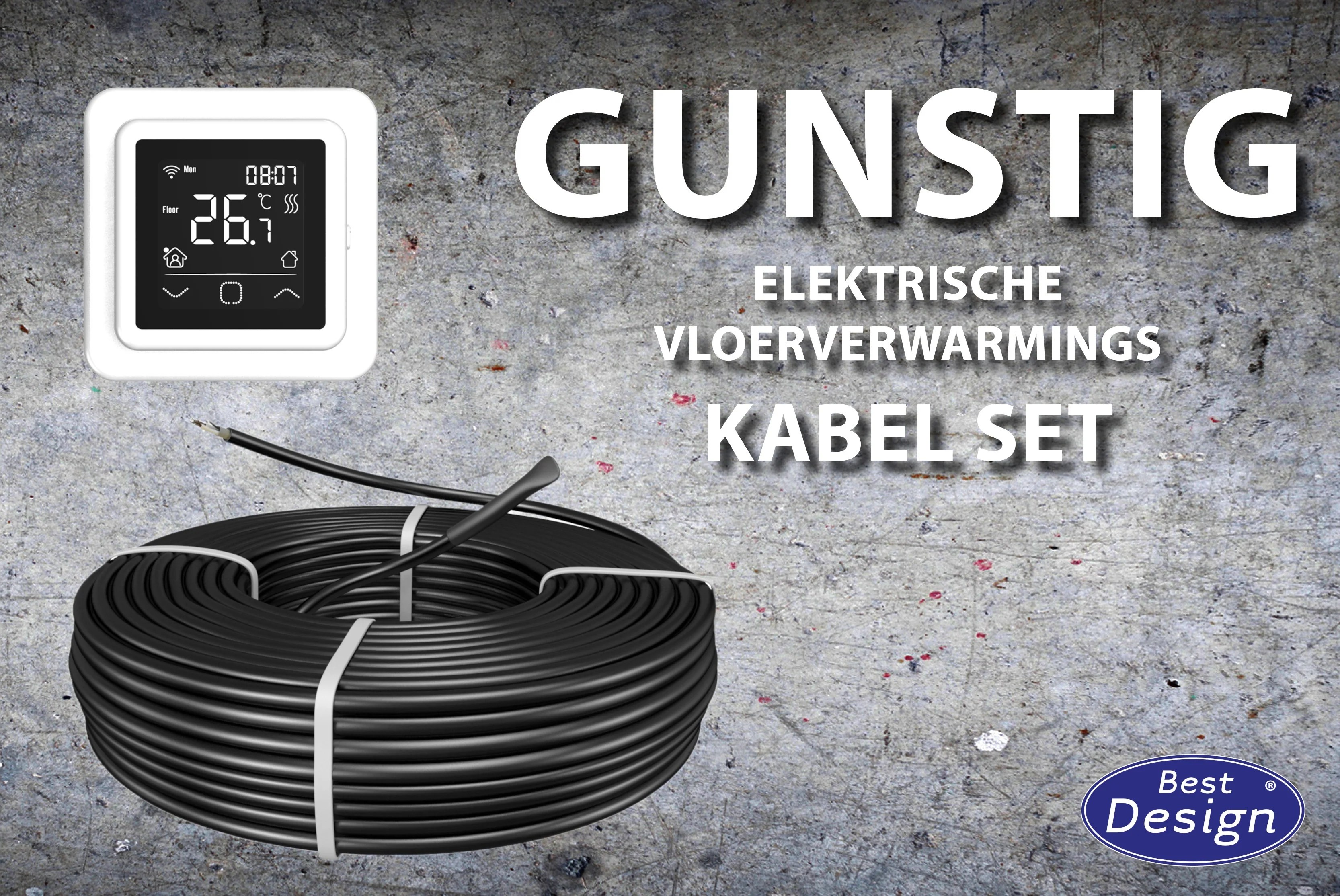 Gunstig Vloerverwarmings Kabel Set 58,8 Mtr 1000 Watt
