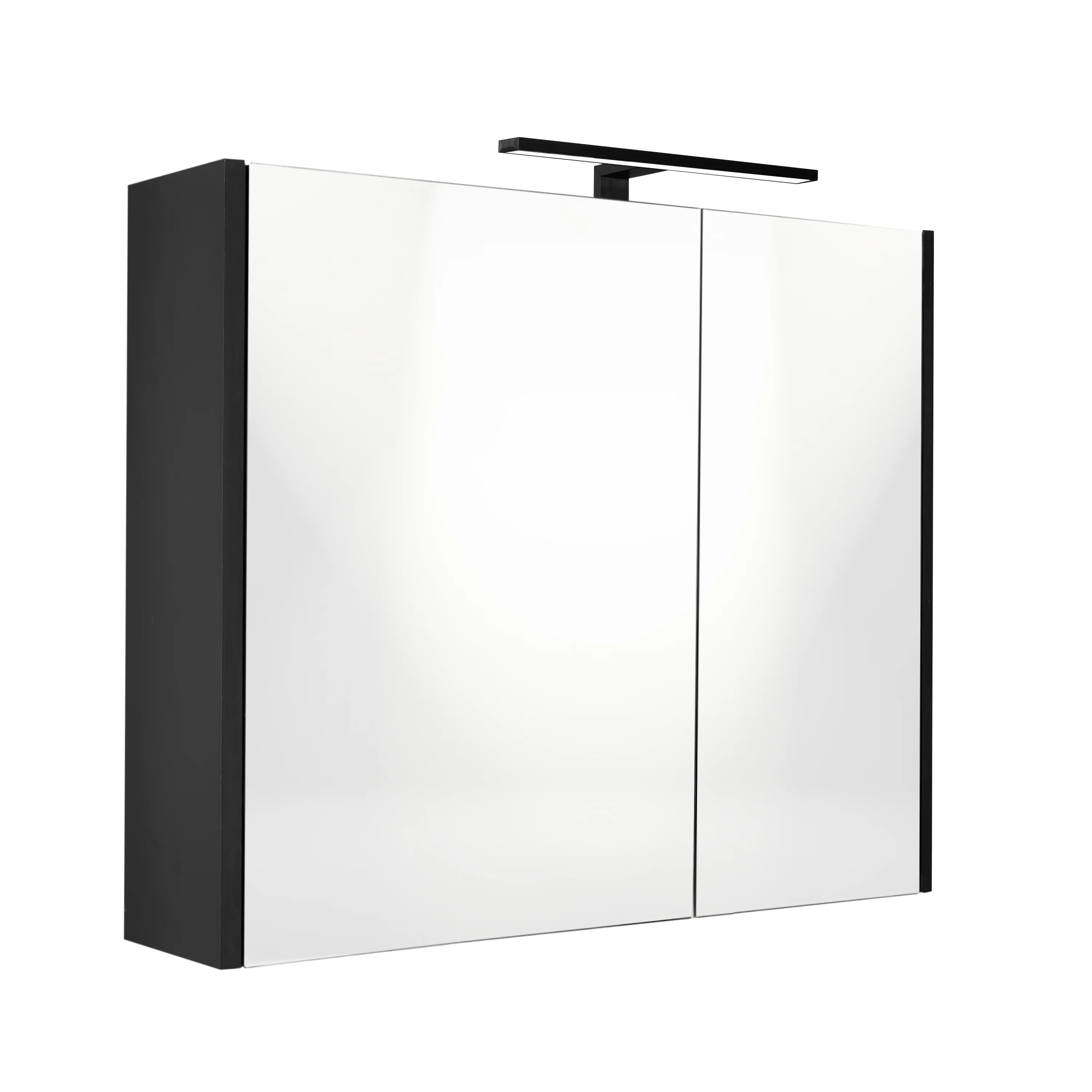 Happy-Black MDF Spiegelkast + Verlichting 60x60cm Happy-Black MDF Spiegelkast + Verlichting 60x60cm