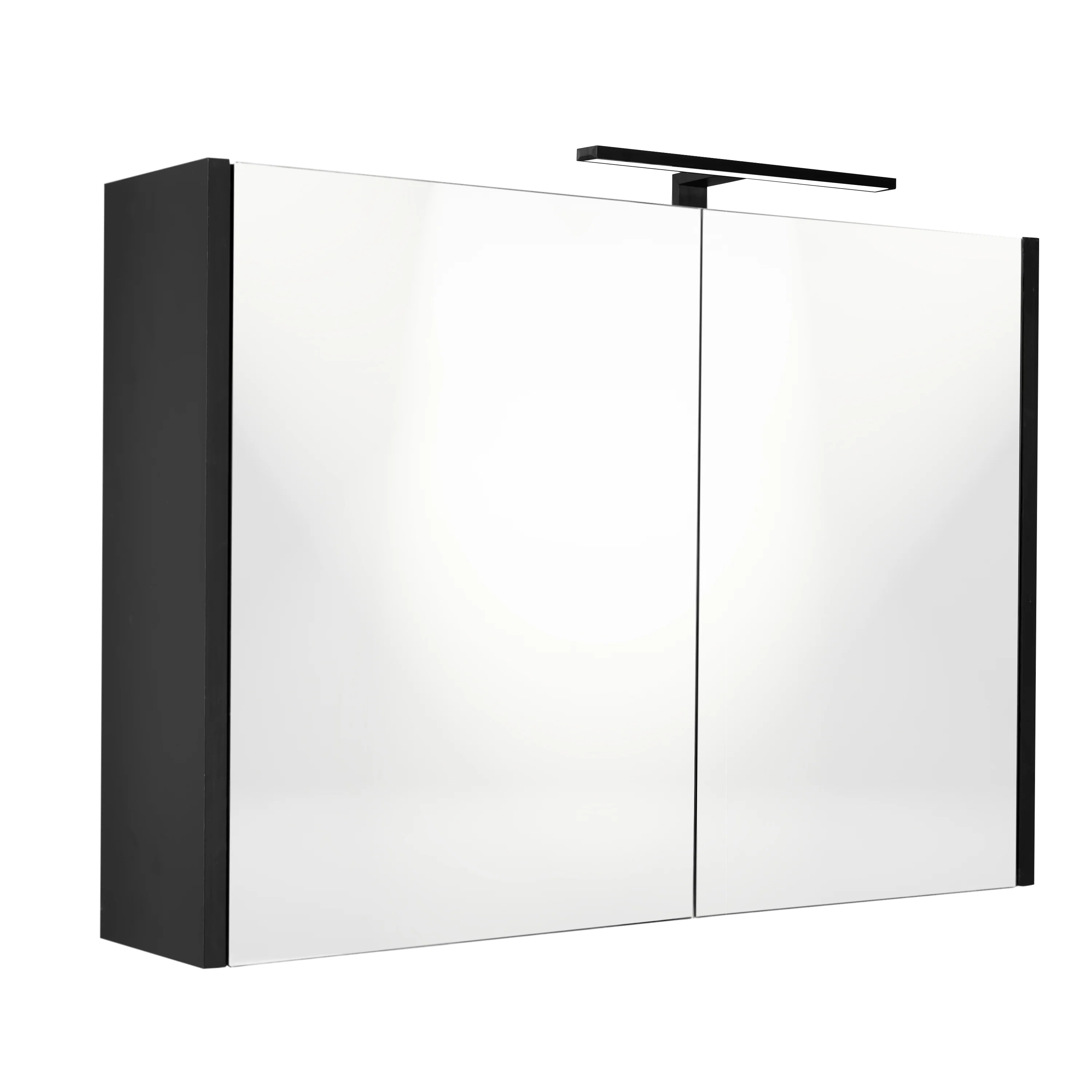 Happy-Black MDF Spiegelkast + Verlichting 100x60cm Happy-Black MDF Spiegelkast + Verlichting 100x60cm