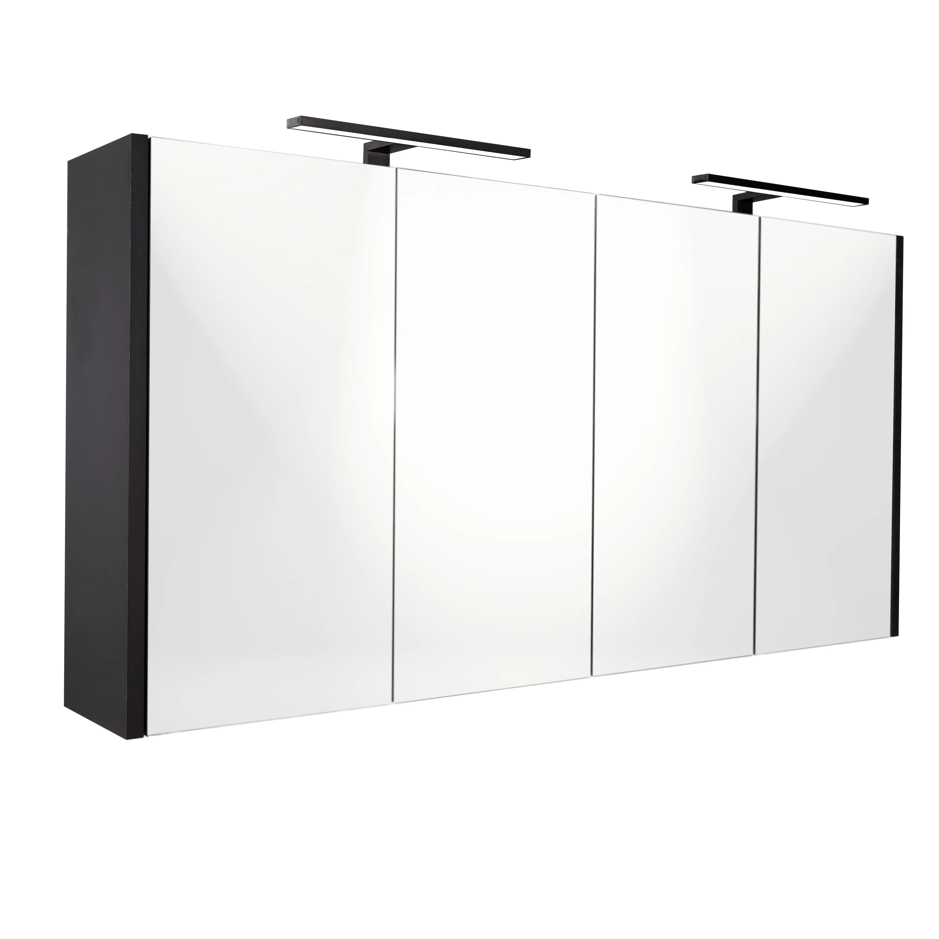 Happy-Black MDF Spiegelkast + 2 x Verlichting 120x60cm Happy-Black MDF Spiegelkast + 2 x Verlichting 120x60cm