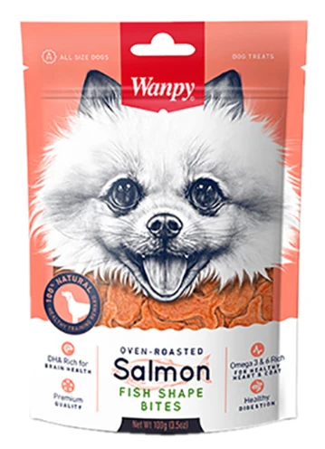 Wanpy Oven-Roasted Salmon Fish Shape Bites 100 GR Wanpy Oven-Roasted Salmon Fish Shape Bites 100 GR