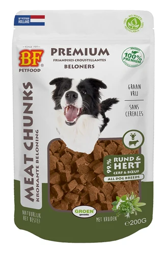 Biofood Meat Chunks Rund En Hert 200 GR Biofood Meat Chunks Rund En Hert 200 GR