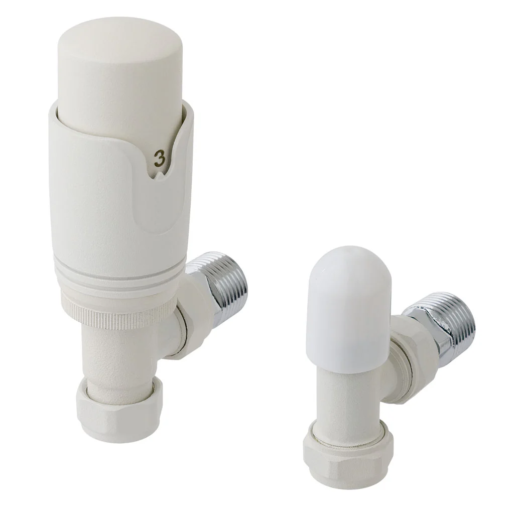 Eastbrook Valve Radiator Aansluitset Haaks Met Thermostaat 15mm Mat Wit Eastbrook Valve Radiator Aansluitset Haaks Met Thermostaat 15mm Mat Wit