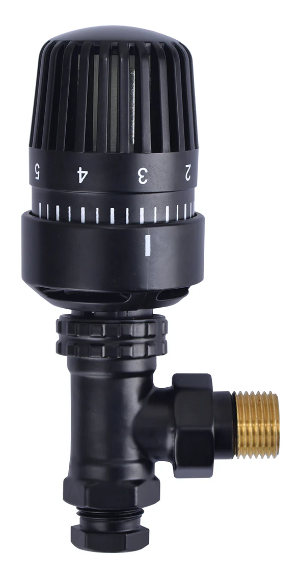 thermostatische radiatorventiel 1/2”x15mm haaks mat-zwart