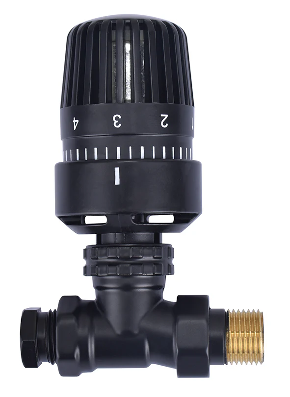 thermostatische radiatorventiel 1/2”x15mm recht mat-zwart
