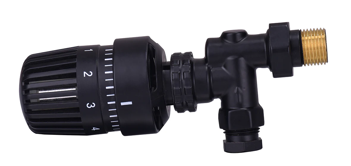 thermostatische radiatorventiel 1/2”x15mm axiaal mat-zwart