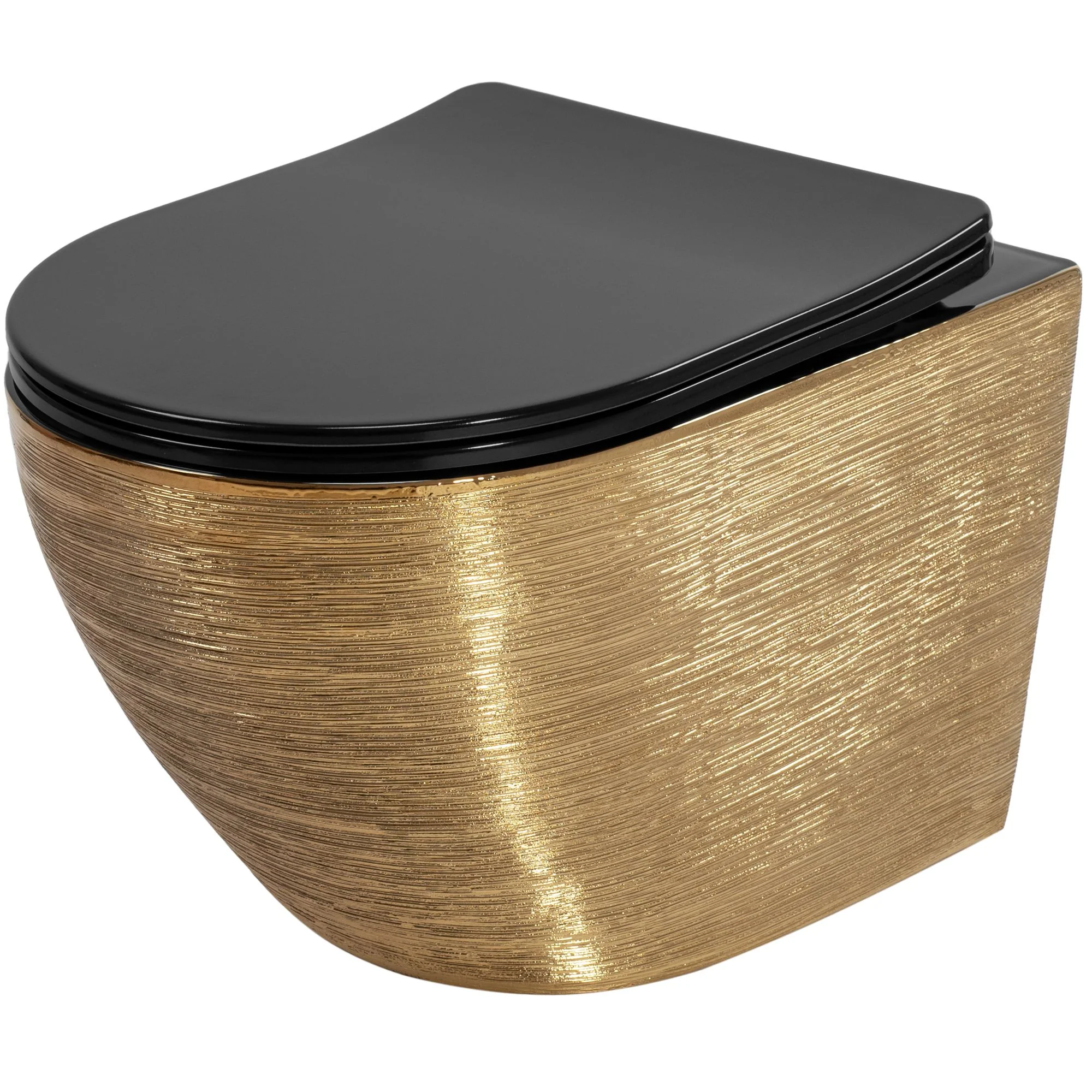 Hangend Toilet Rea Carlo Mini Flat Black Geborsteld Goud