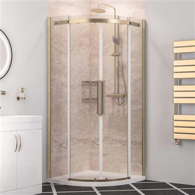 Eastbrook Corniche 2000 kwartronde douchecabine 100 x 100 x 200 cm, geborsteld messing Eastbrook Corniche 2000 kwartronde douchecabine 100 x 100 x 200 cm, geborsteld messing